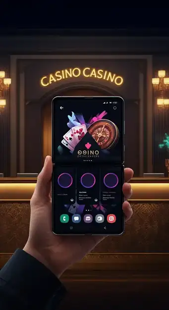 Interface mobile de Hugo Bets Casino sur smartphone affichant une machine à sous et des options de navigation tactiles.